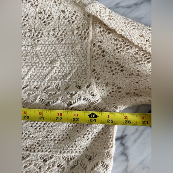 Zara Cream Crochet-Style Button Cardigan - Picture 6 of 7